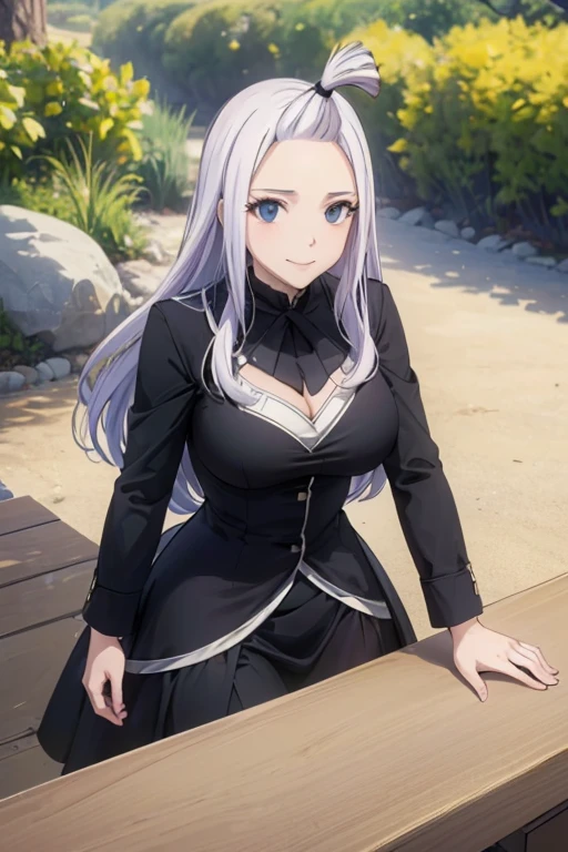 (best quality,4k,8k,highres,masterpiece:1.2),ultra-detailed,realistic,photorealistic:1.37, Mirajane Strauss with a beautiful smile wearing a black blazer dress 