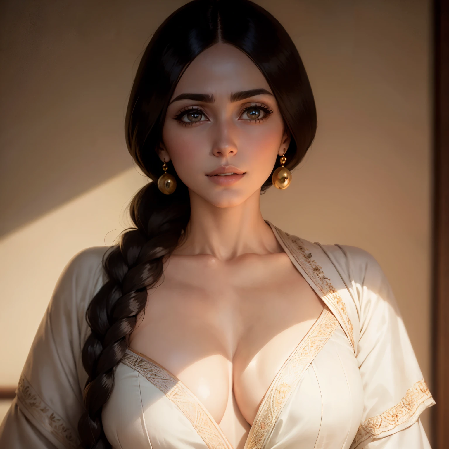 (masterpiece), best quality, expressive eyes, perfect face, solo Unohana from bleach in Indian saree , wearing earings,bangles, 30 year old women, facing towards screen  parted lips  feminine figure body wearing Indian embroidery beautiful full saree, full blouse,beautiful expressive eyes ,  4k backlighting, smirky face ,