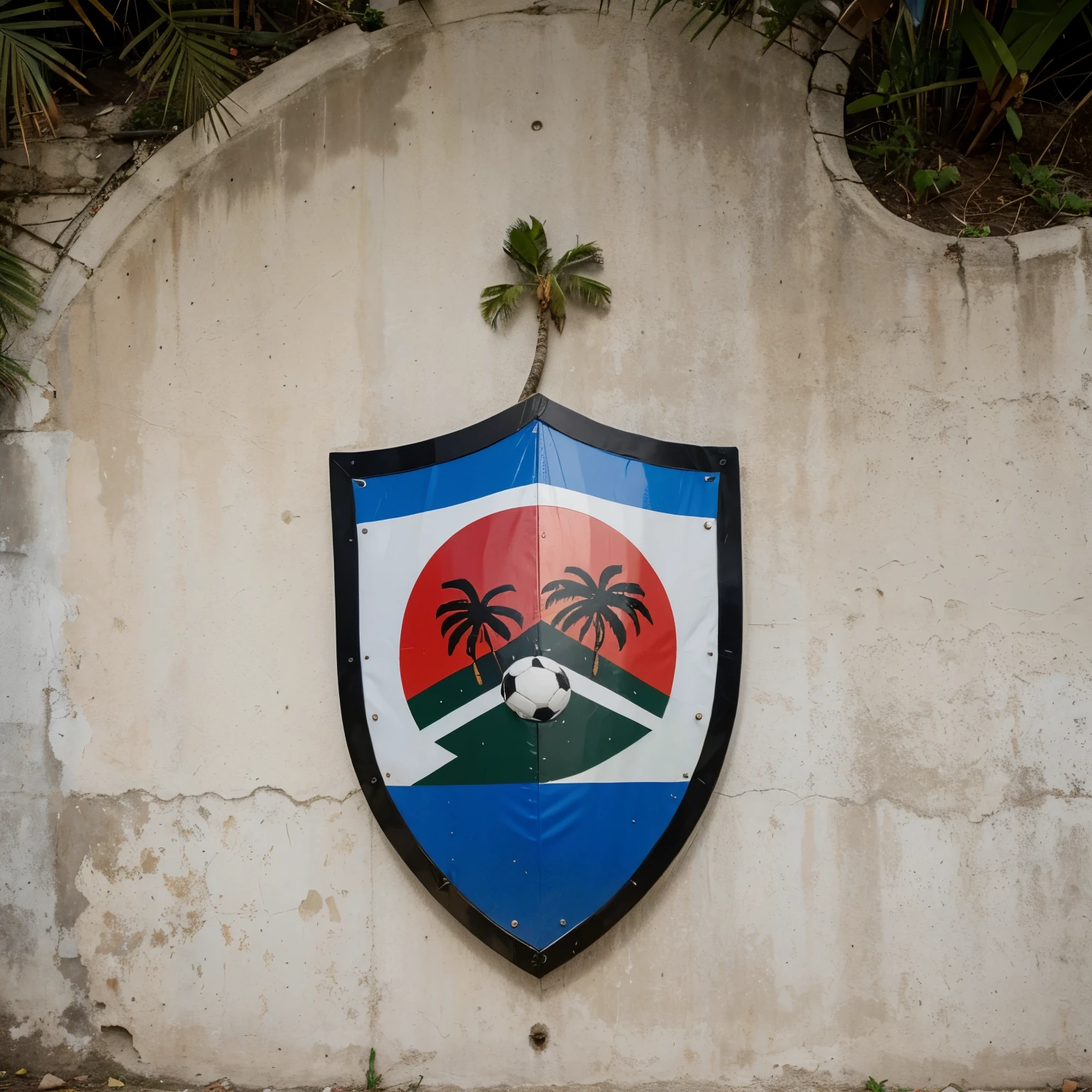 Create a shield for a soccer team that has to do with the country Cuba and contains a palm tree