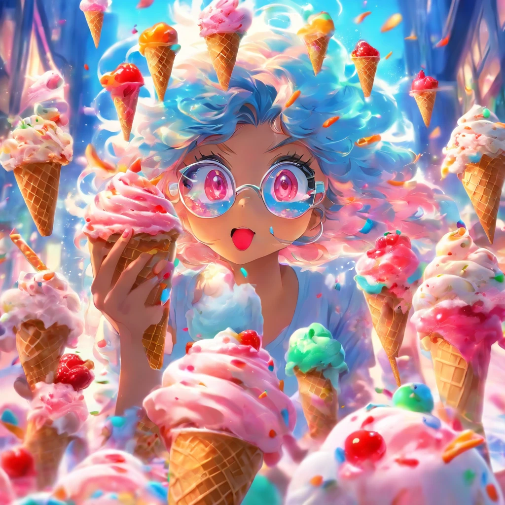 ice cream glasses woman