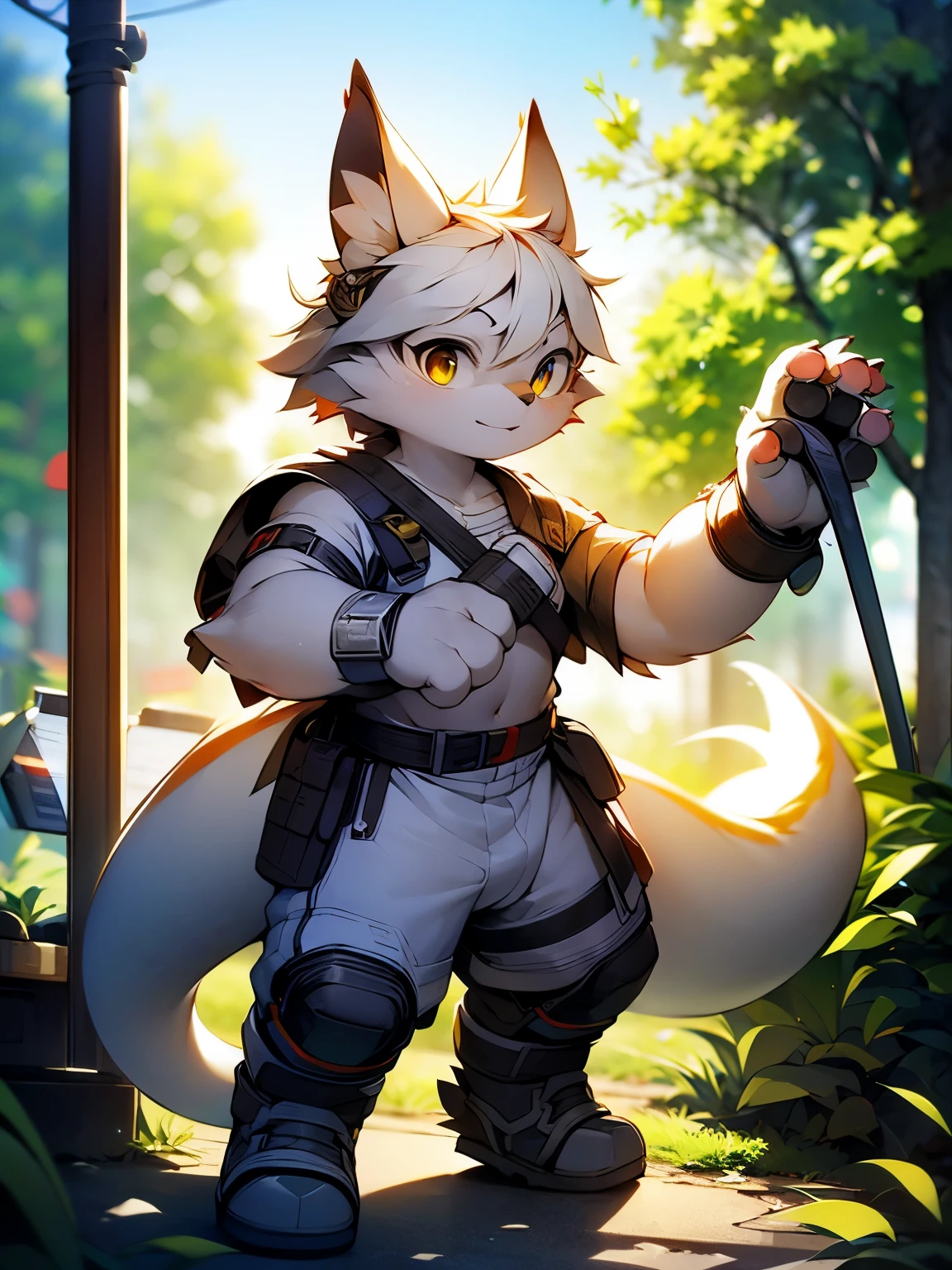 alone,strong,warrior,male,adult,golden dragon,golden eyes,Full body white armor,Metal wrist guard,Metal shin guards,fighting stance,Golden dragon tail,bright and lively eyes(A masterpiece)(high quality)(clear structure)(Extremely detailed background)(extremelydetailedcharacter),forthright