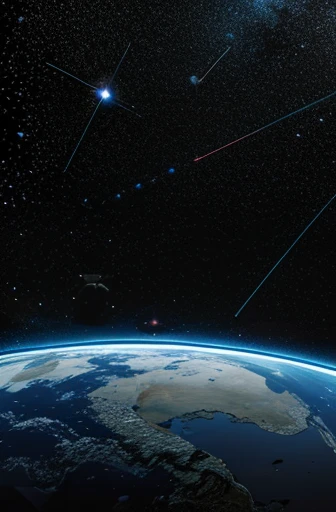 Sputnik 1 fall. Futuristic. Best quality and highly professional design. Cyberspace. UltraHD. 8k. High resolution. Dark tones. Universal galactic constellation.