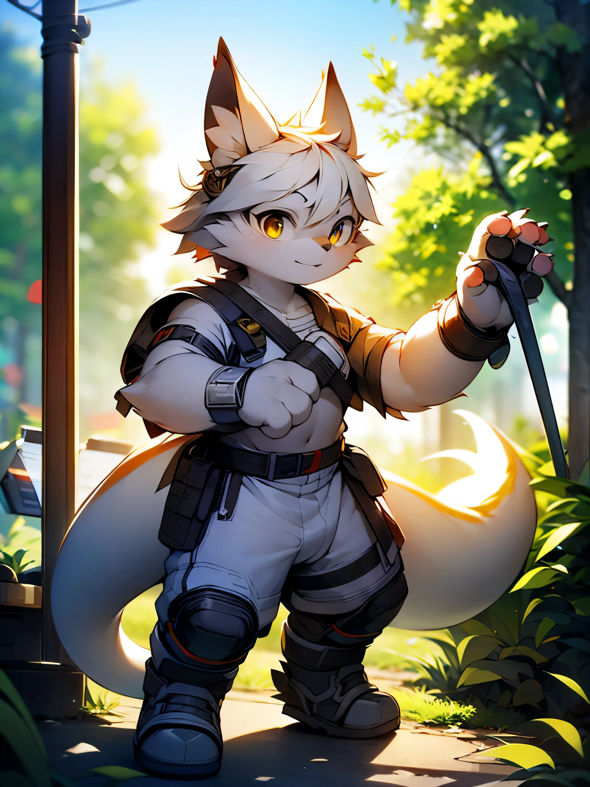 alone，strong，warrior，male，adult，golden dragon，golden eyes，Full body white armor，Metal wrist guard，Metal shin guards，fighting stance，Golden dragon tail，bright and lively eyes（A masterpiece）（high quality）（clear structure）（Extremely detailed background）（extremelydetailedcharacter），forthright