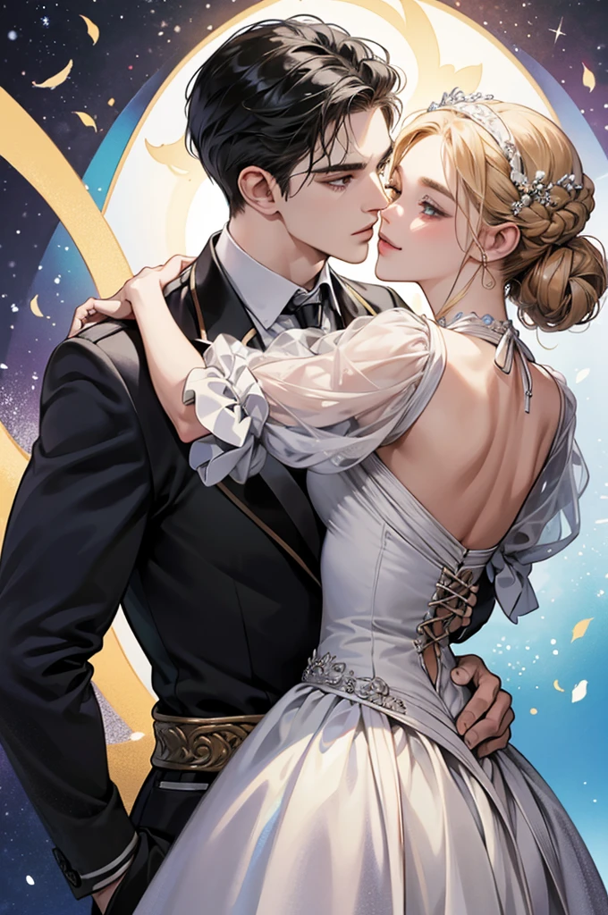 An incredible fantasy couple, Profundamente apaixonado, is depicted in this close-up image. The level of detail is absolutely excellent, with complex features that bring the characters to life. The image is captured at an ultra-high resolution, allowing every minute detail to be visible. The background is meticulously designed, criando um mundo vibrante e envolvente para o casal. Esta obra de arte pode ser considerada uma obra-prima, with a level of skill that is truly commendable. The couple is shown in an intimate embrace, their expressions full of love and adoration for each other. The artist paid special attention to facial features, with detailed eyes that shine with emotion. The characters&#39; skin is perfectly rendered, parecendo suave e radiante. O artista tem um sotaque habilidoso