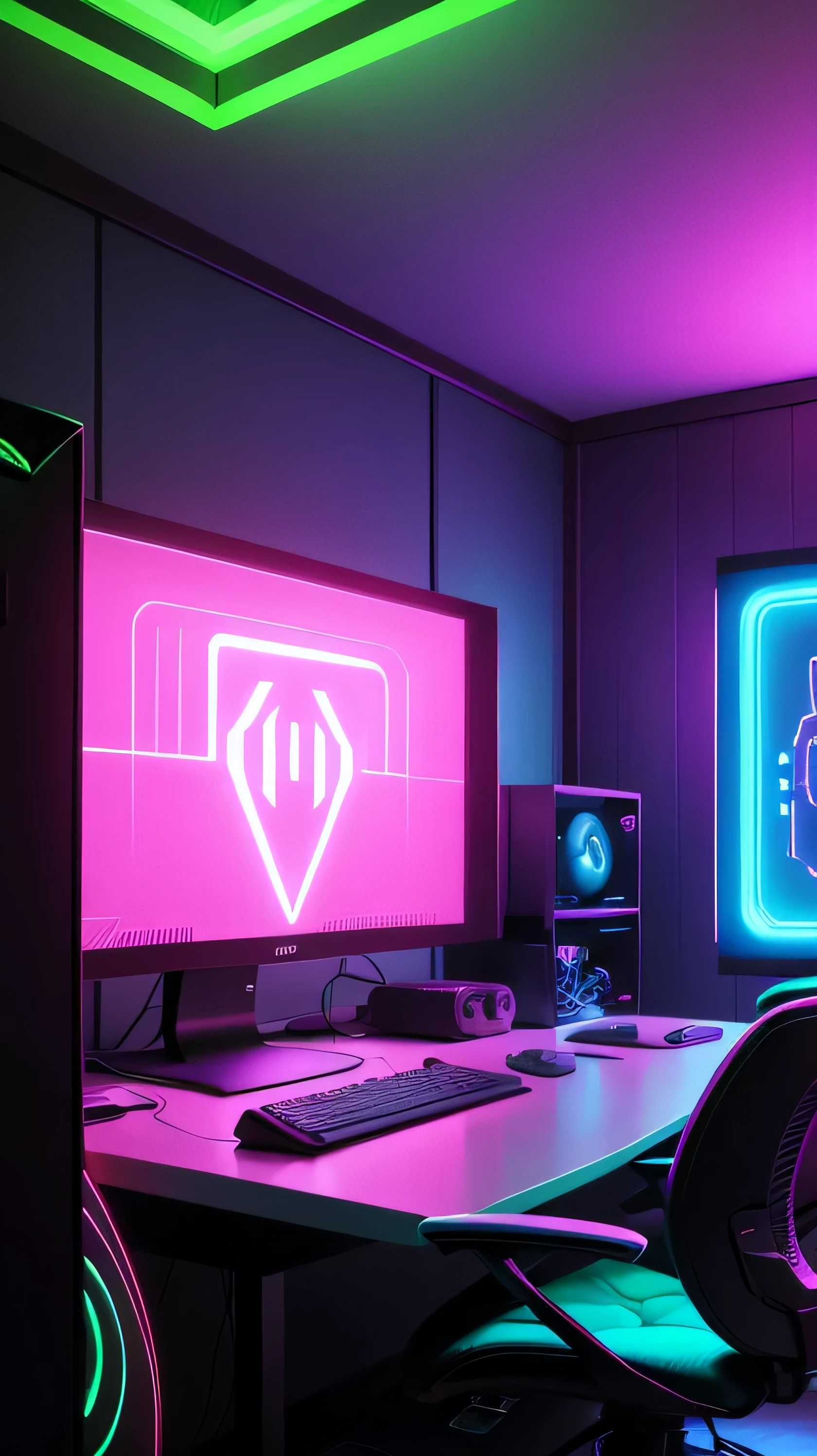 Gaming room with Neon LED, 8k