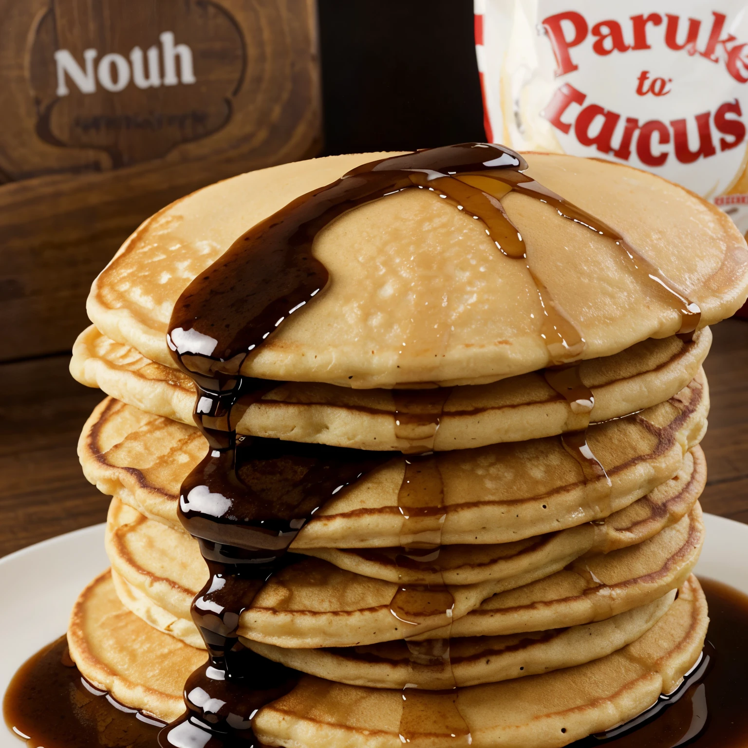 Can you make a logo name is Pourfect Pancakes put pictures of pancakes with overflowing syrups then you can use appropriate text font 