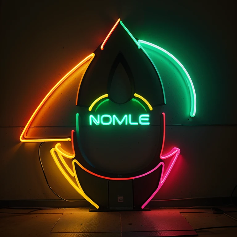 Logo 3D colorido hecho de neon LED que diga: "NEONFLEXMDQ"