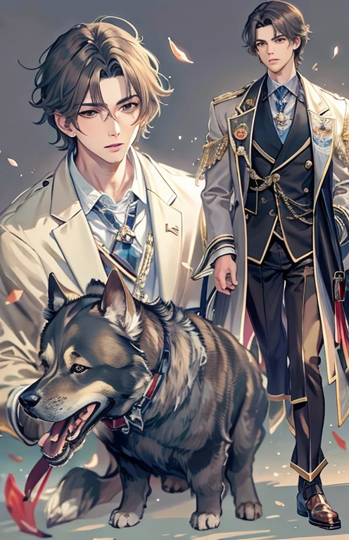 ((highest quality)), ((masterpiece)), (get used to it), 完璧なmaleの顔 , Handsome guy , male , dog耳 , dog ,