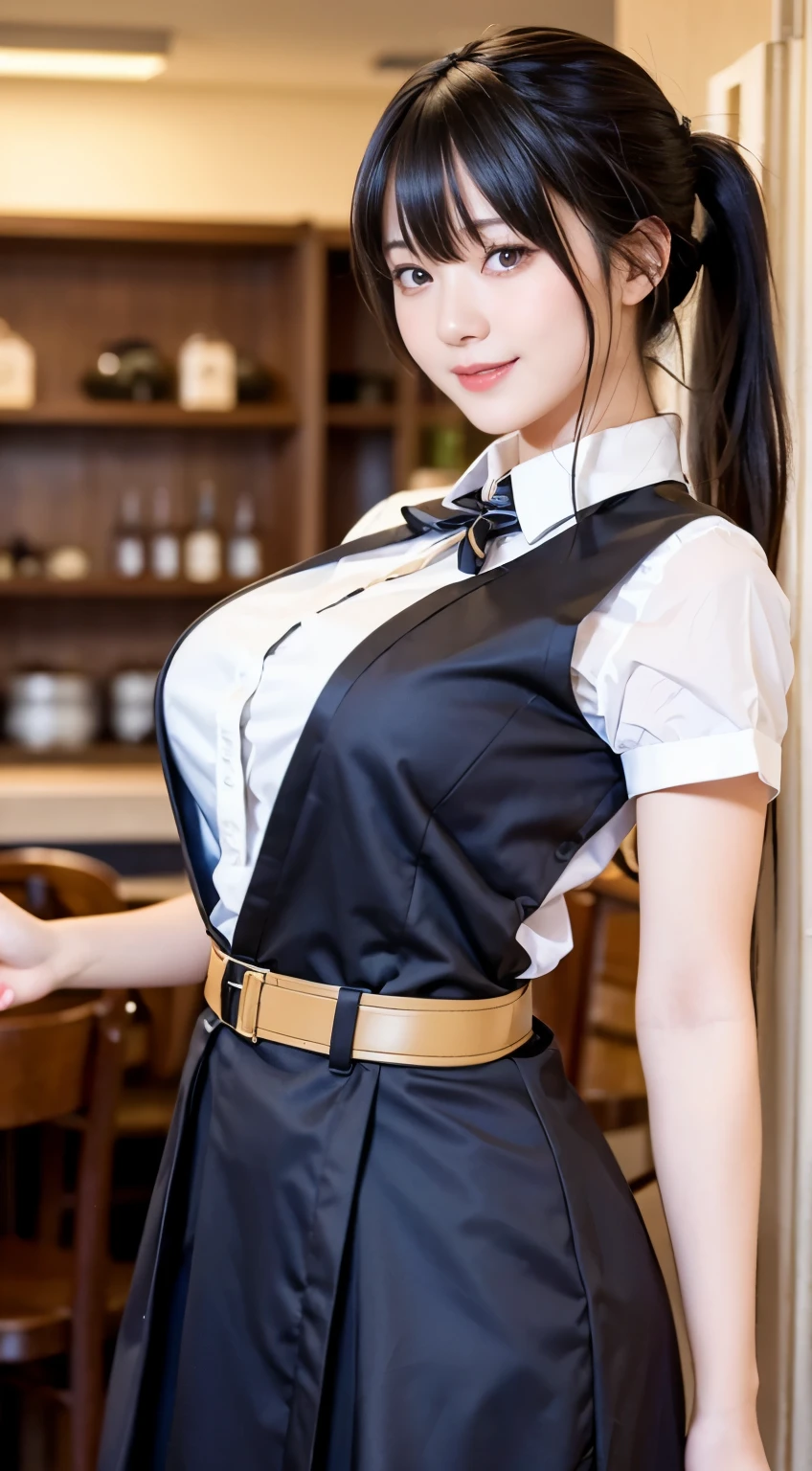 ((((Hair styles of different lengths))))、Earrings、襟付きshirt、、((((Blunt bangs)))) ((Short bangs))、Shorn bangs、(((Stylish restaurant)))、(masterpiece、Highest quality、In 8K、32k、masterpiece、Super huge 、Ultra-high resolution、Impressionism、Realistic:1.2)、Cowboy Shot、Sharp focus、Beautiful face with detailed background of face and eyelids、blue sky、Glowing Skin、Sharp pupils、Realistic eyes and beautiful face、Blurred Background、Beautiful 28 year old girl、Glowing Skin、(((bright and beautiful hair)))、iris、(((shirt)))、(Knee-length skirt)、(I see a very small Scanty..:1.45)、Thighs Thighs Thighs Thighs、curve、Dynamic pose、Powerful composition、((Melancholic expression))、((A look of contempt))、sweating、((Jet Black Hair))、Lace panties、((Source order))、High nose、(Small Mouth)、Skirt rip、((Grab your skirt))、stockings、Pubic hair is visible、((waitress))、(Wearing a name tag)、((Panties in different colors:1.25))、Wearing an apron