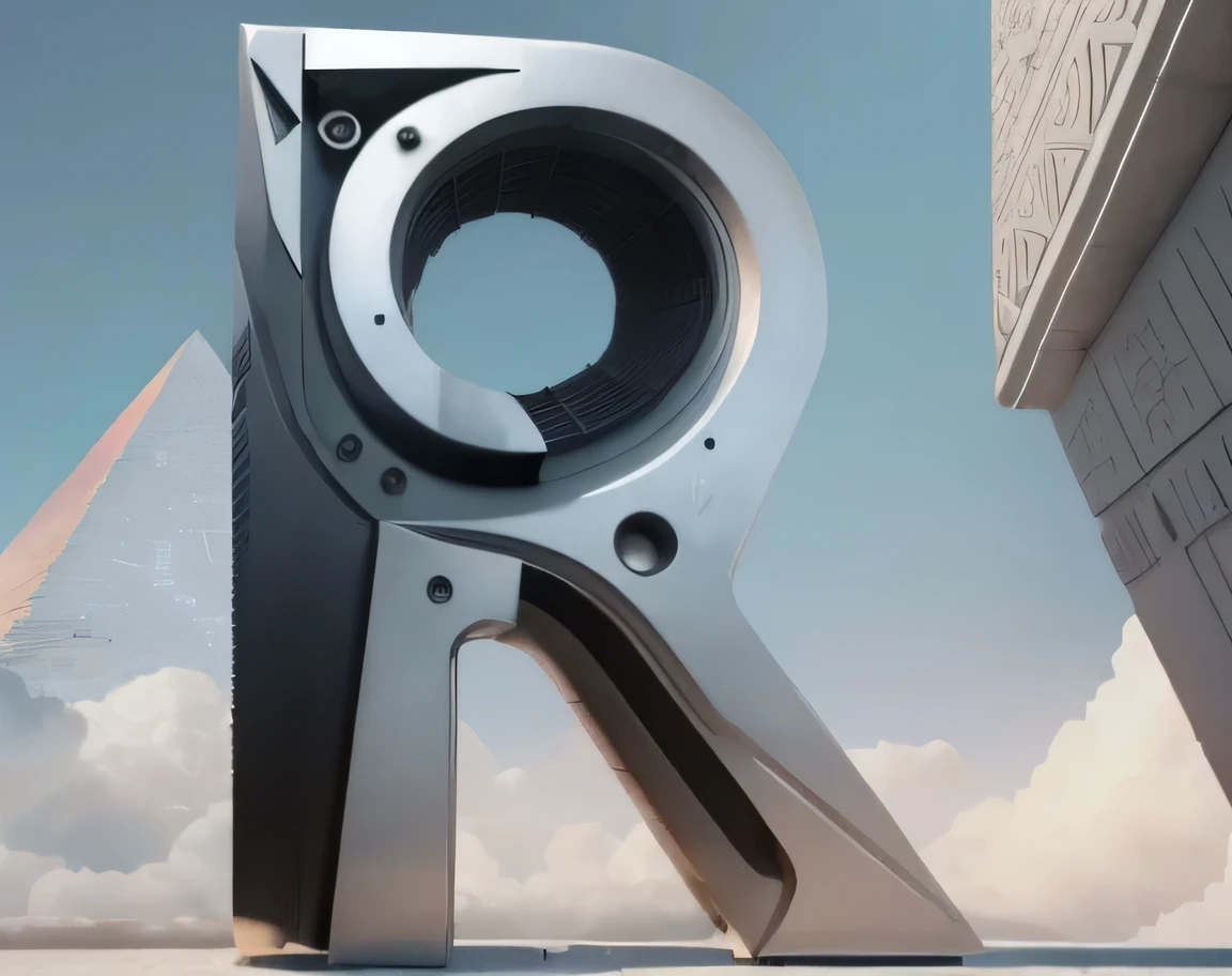 design a logo with : two gun, architecture background, pyramid ,realistic