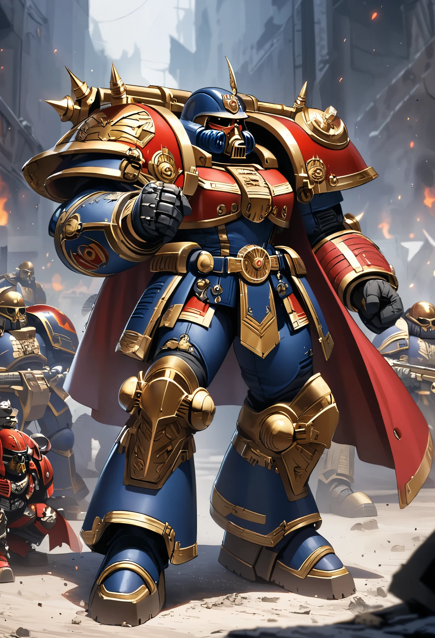 In Warhammer 40k, a Space marine legion is themed after Sailor Moon, show space marines in the thick of battle with her color scheme