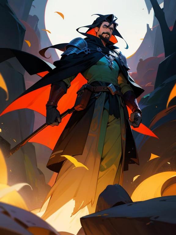 Um jovem colecionando lindos, faintly glowing flowers that bloom in caves with faintly glowing ore in some places. Ele tem um rosto lindo e colorido, olhos brilhantes. He is dressed in leather armor with a cape over it.. The pale light of the cave is fantastic. Desenhos detalhados. cores vivas. alta qualidade de imagem.1 menino,macho maduro