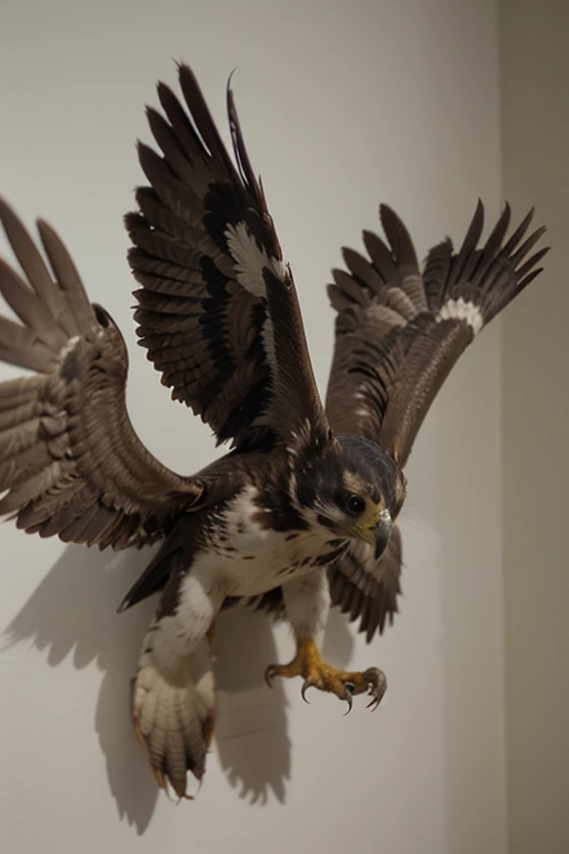 Create a falcon with both wings open facing forward