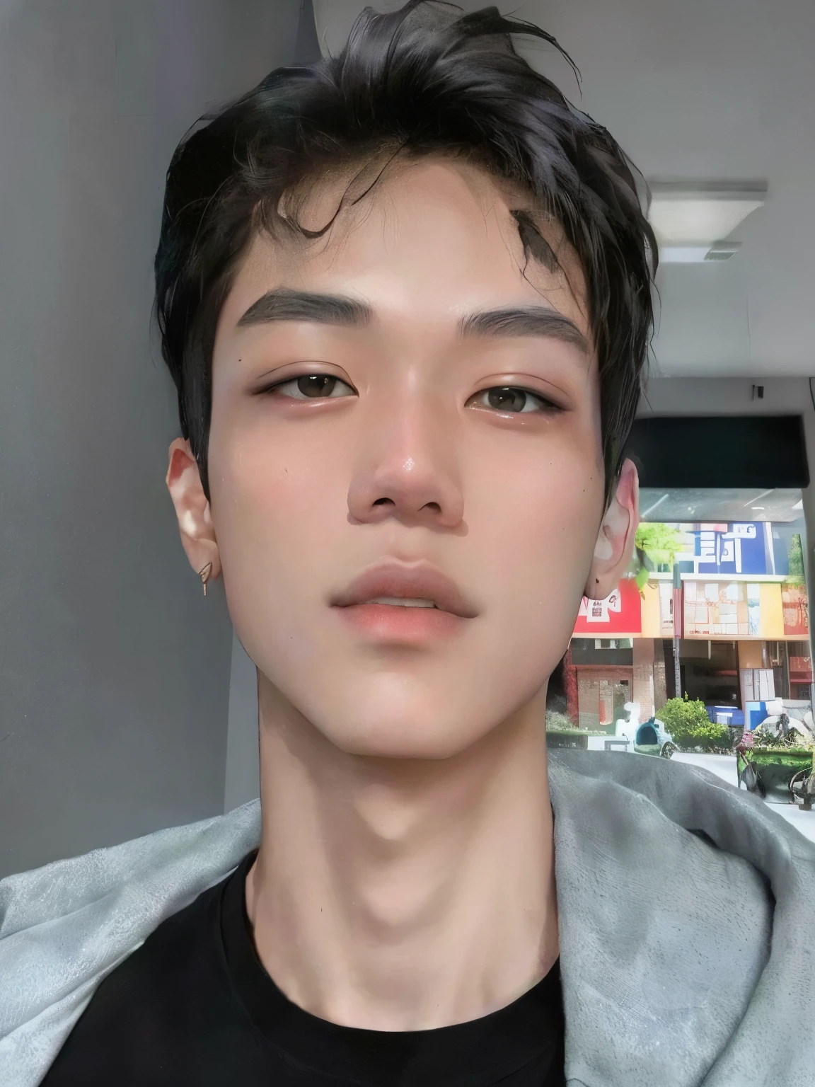 arafed asian man with a black shirt and a gray jacket, 1 Menino de 7 anos, rosto magro, Yanjun Chengt, taejune kim, 18 anos de idade, taken at the beginning of 2020, 27 anos de idade, homem sul-coreano, joongwon charles jeong, Kim Doyoung, 1 6 anos