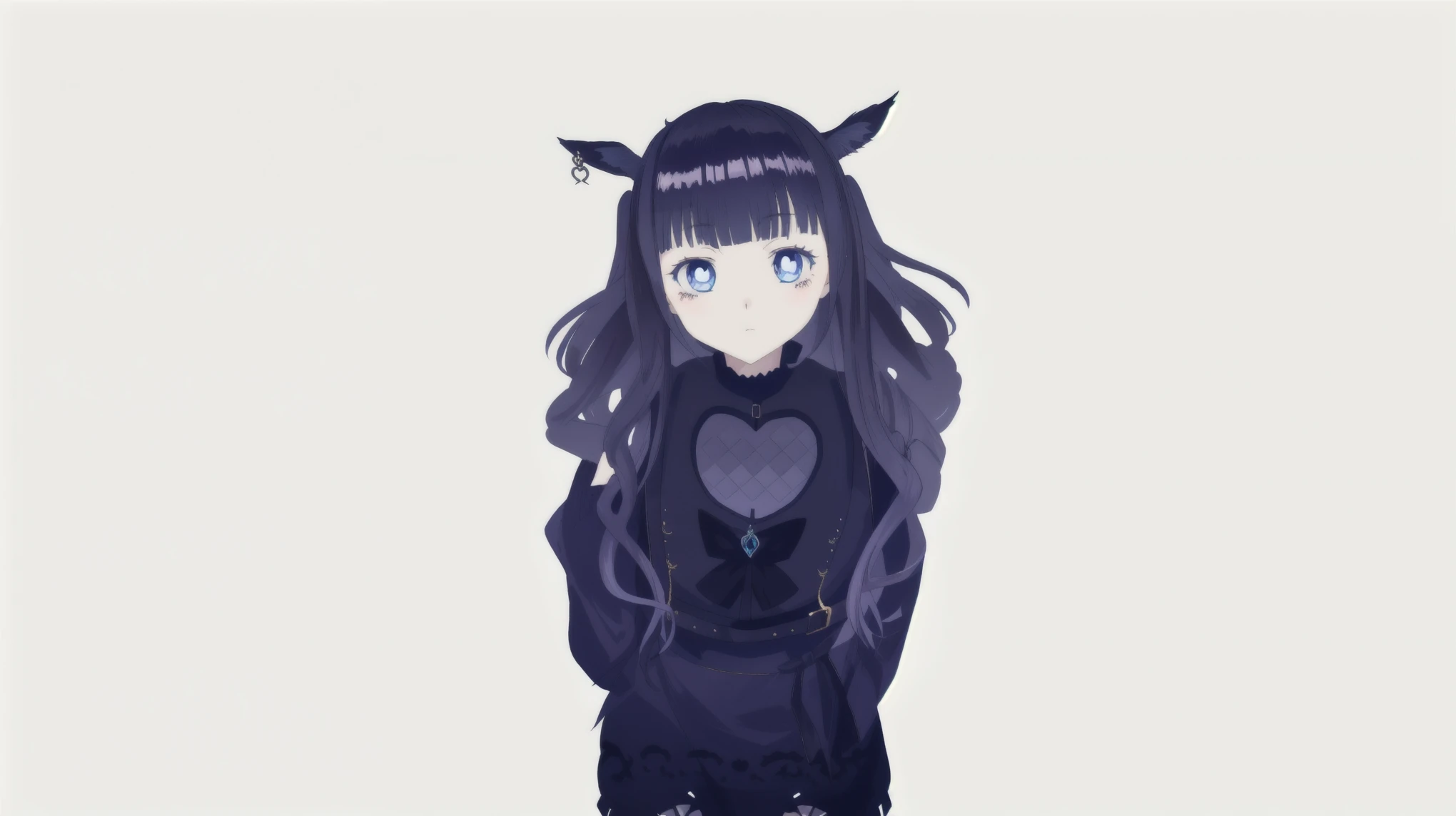 garota anime com cabelo azul e olhos azuis em uma roupa escura, anime com orelhas de gato, 3d rendering of a cute anime girl, estilo de arte anime moe, cute anime catgirl, gato anime muito linda, com orelhas de gato, 1 7 Goth Anime Girl, anime estilizado, , gothic maiden anime girl