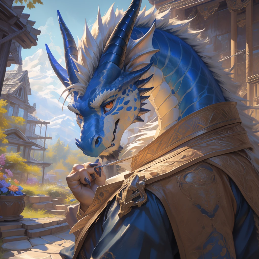 upload on e621, by Michael & Inessa Garmash,Ruan Jia, Pino Daeni, chunie, darkgem, anthro, female, (((((handsome))))), detailed realistic painting, solo, (((shaded))) extreme detail, ((face)), bright eye, ((white )) ,dragon, ((detailed realistic painting))
