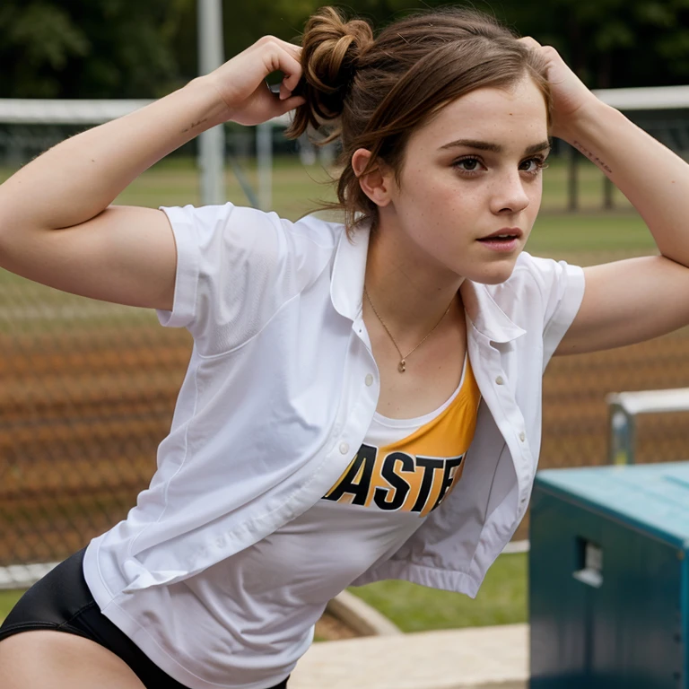 Emma Watson dressed as an athlete