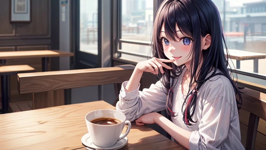 (original photo, best quality), 1 girl, Ai Hoshino, natural lighting, Upper body, cafes, Smile,
Satosh Khan Art Style