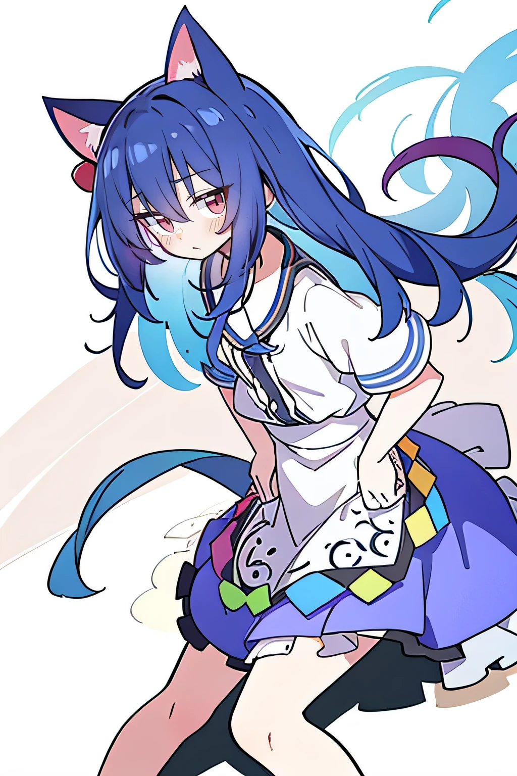 (Masterpiece), best quality, expressive eyes, perfect face, 1girl,
Put your hands on your waist, fair, gorgeous, Japanese comics, girl, Lola, young angel, blue hair, blue hair, flowing clothes, hug the waist, hug the waist, hands on hips, hands on hips, lay down , lying on the ground, legs on the ground, flat chest, cat ears