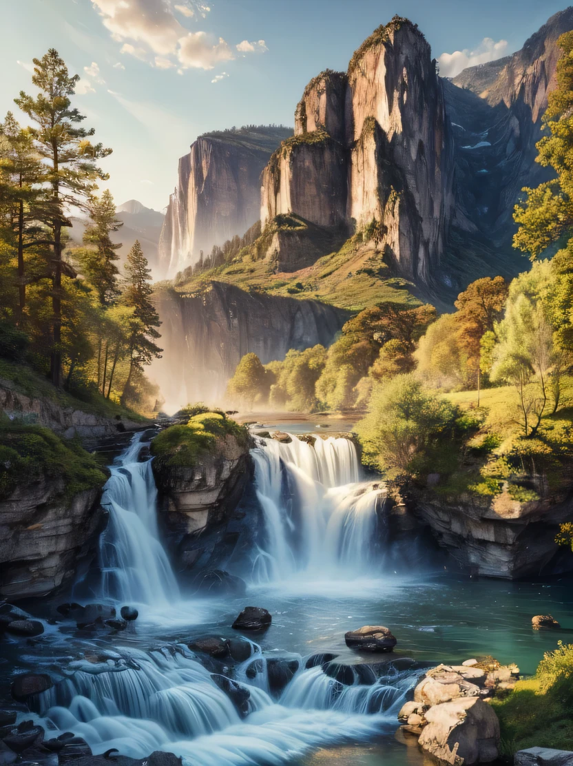 ((masterpiece、highest quality、Super detailed、High resolution、sharp focus))、((there are no humans))、Waterside scenery、water flowing、the most beautiful works of art in the world、intricate details、dramatic、Photorealistic pictorial art