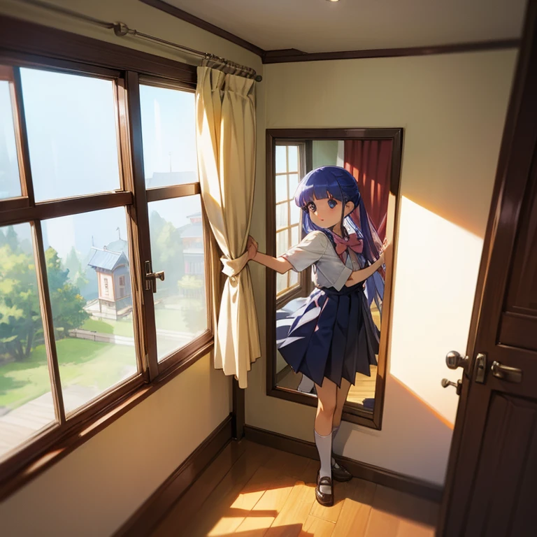  furude rika socks windows curtains light candle mirror window