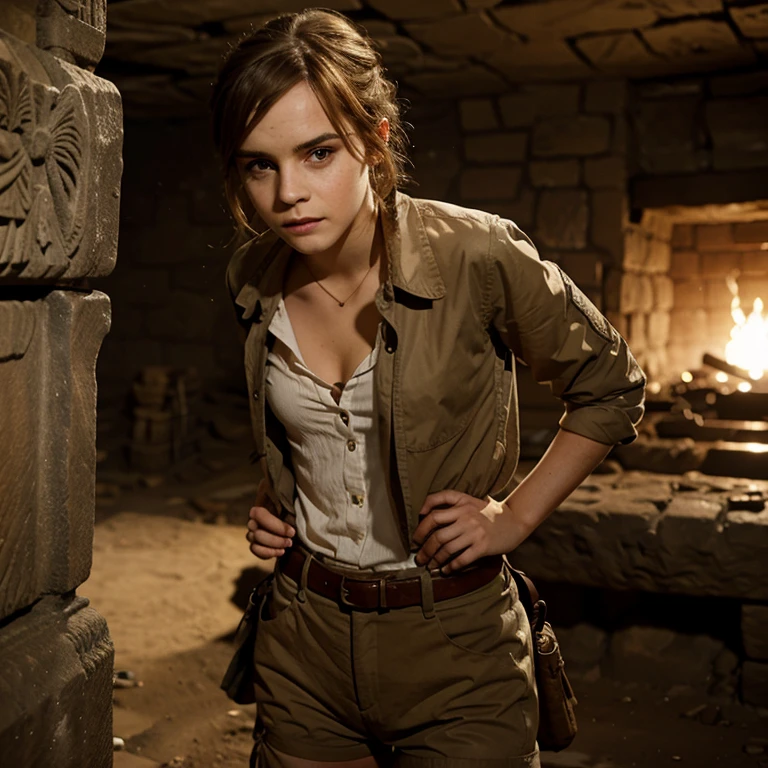 Emma Watson dressed as an archaeologist