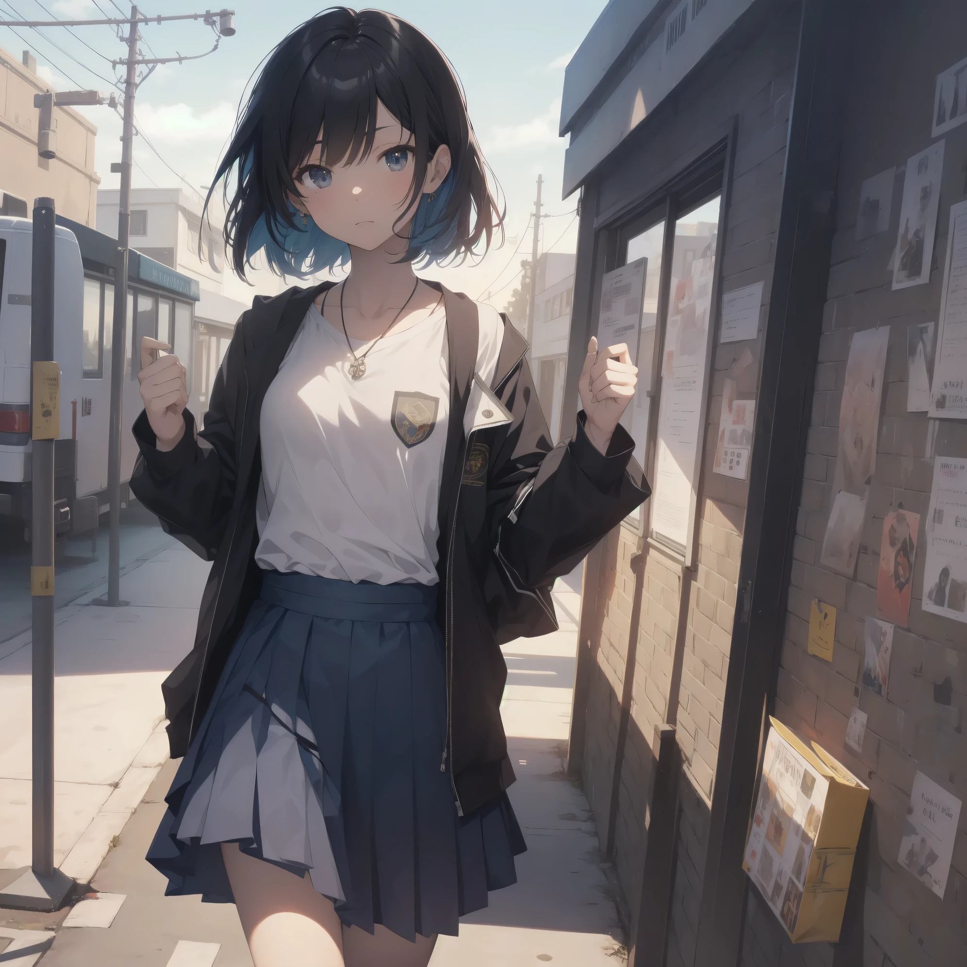 ultra-absurdres-Top quality by artist God, ultra-detailed, high resolution, anime moe artstyle, best anime 8k konachan wallpaper, pixiv contest winner, perfect anatomy,break, 1girl, (Please draw a girl walking sleepily to school alone. )break,(Solo,little female, 13-year-old:1.3),Full limbs, complete fingers,a junior high school student, Attractiveness of immature bodies, (very short hair), short cut, flat chest, , small butt, small black eyes, beautiful detailed eyes, well-proportioned iris and pupils, expressive eyes, highres detailed hair, soft expression, school_uniform, official_alternate_costume, pleated skirt,(Detailed Lighting), (Detailed background), in the School commute route. break,super detailed skin, Best cinematic lighting powered by famous artist, 8k,beauty illustration,photoshop_(medium),very aesthetic,break,((artist:kouji_(campus_life) )), artist:akinashi yuu ,artist:oyari ashito ,artist:kantoku ,