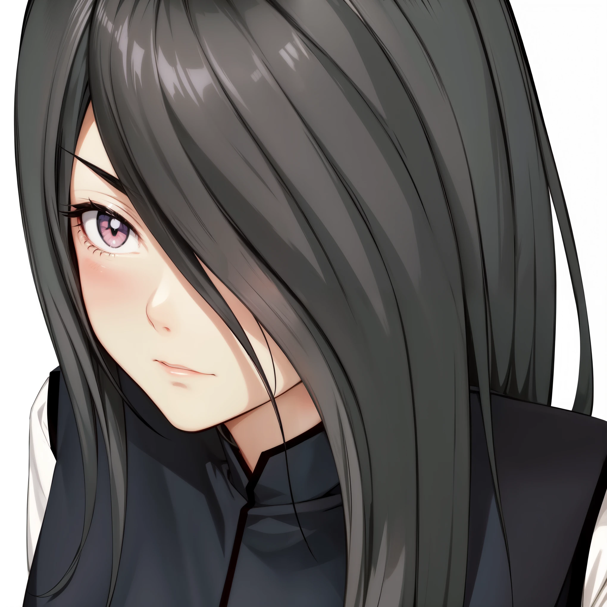 anime girl with long black hair and white shirt staring at camera, anime, she has dark hairs, anime style character, anime girl with long hair, close up of a young anime girl, female anime character, portrait of anime woman, in an anime style, young anime girl, emo anime girl, anime character,