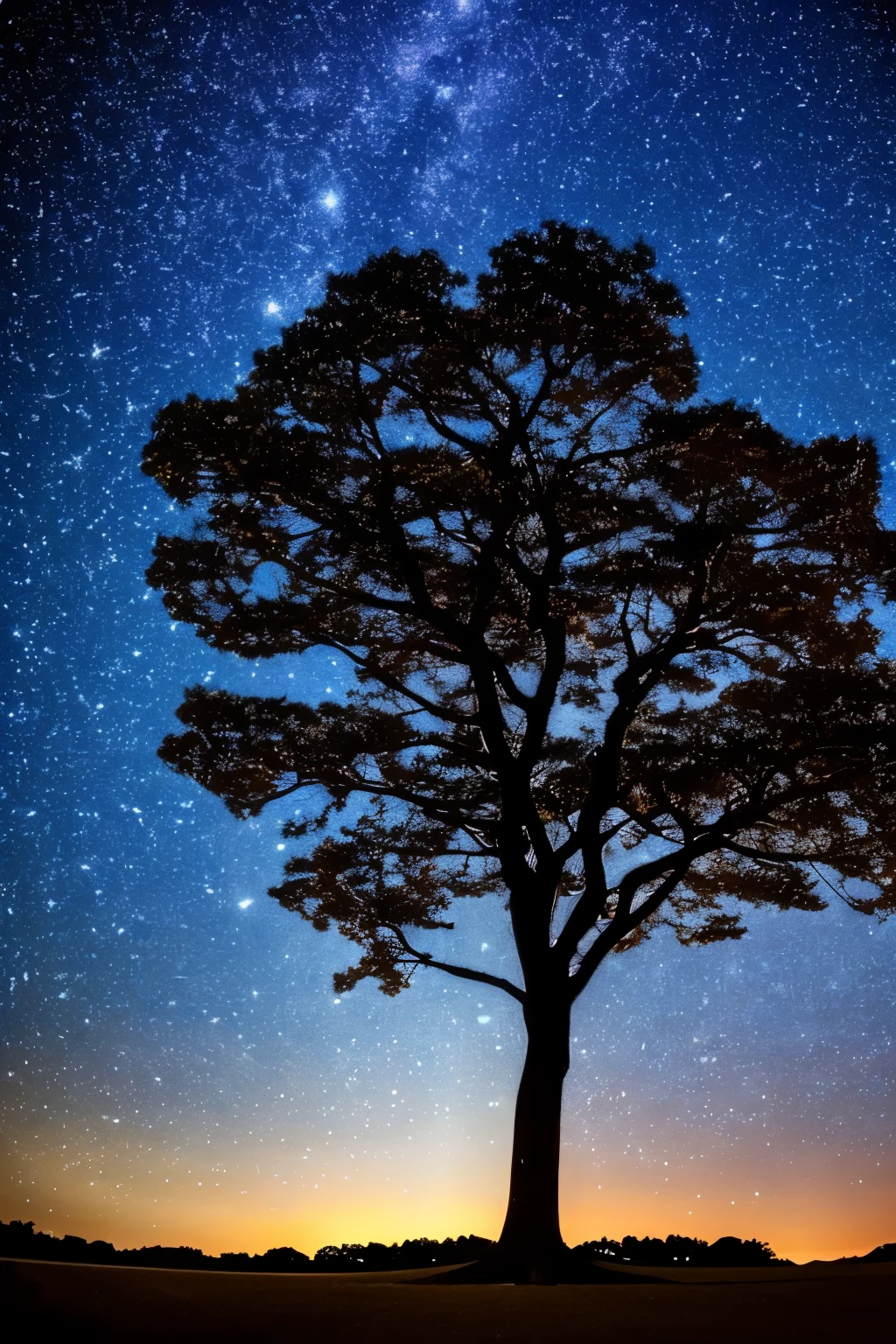 a close up of a tree with a lot of stars on it, starry-night!!!!!!!!!!!!!!!!!!!!, twinkling stars, beautiful blue lights, magical tree, magical lights, stars glistening in the night, lush tress made of city lights, with glowing blue lights, starlit sky, beautiful illumination, cosmic tree, star lit sky, blue lights, magic tree