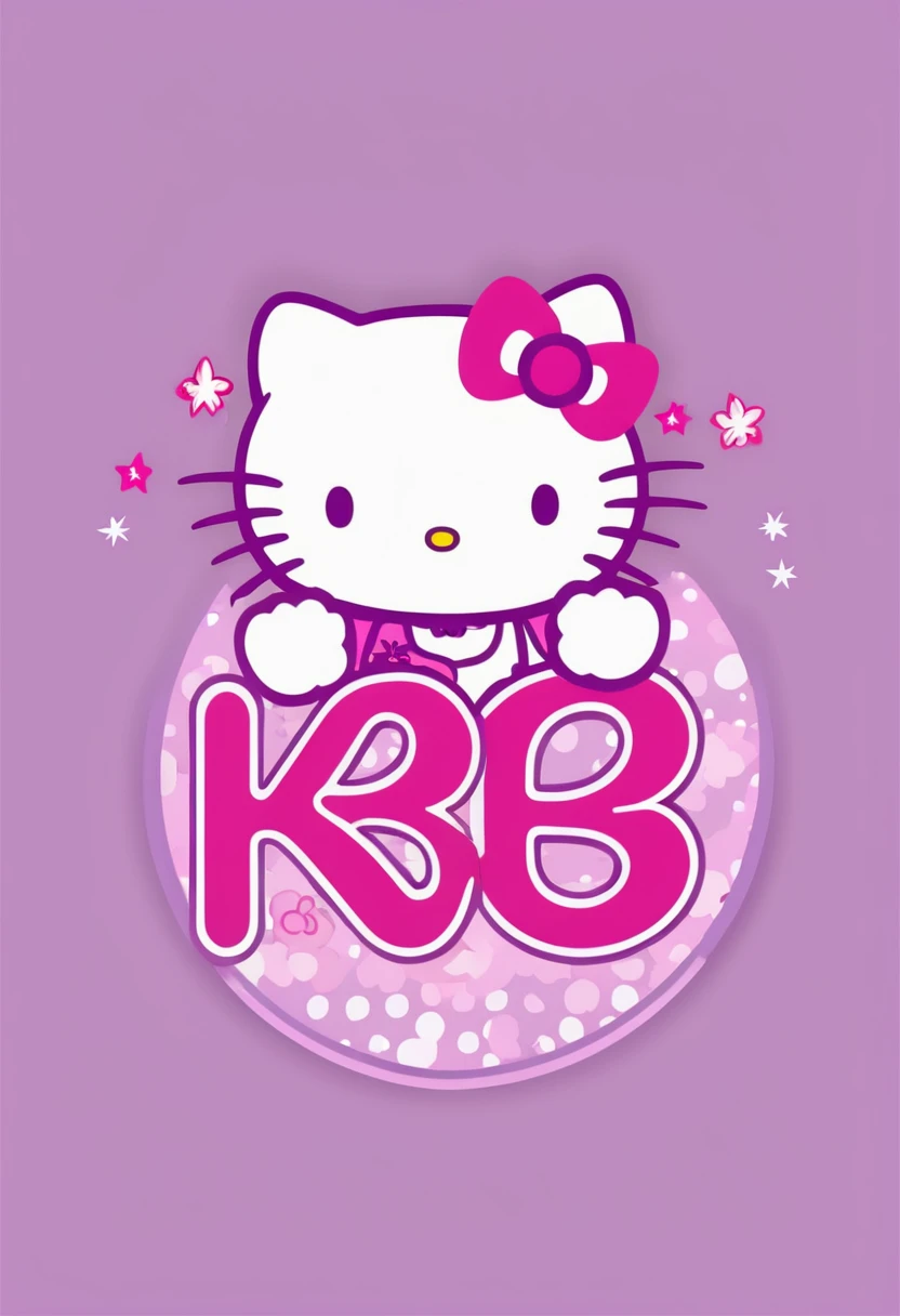 Sales logo with the initials KB in pink and lilac colors with an image of Hello Kitty 