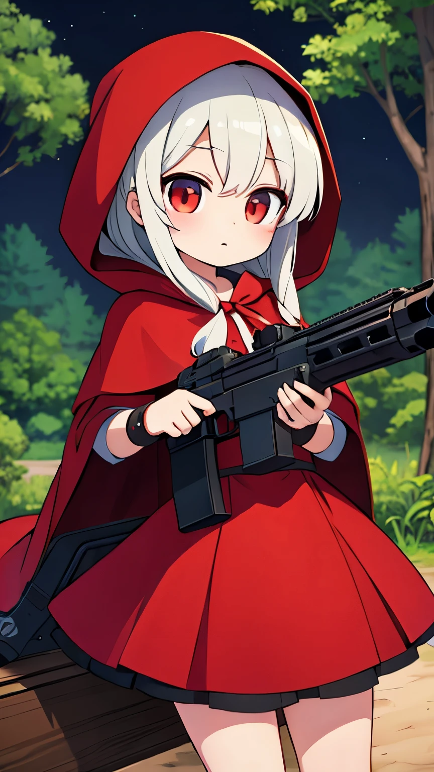 Little Red Riding Hood,Gatling Gun,forest,night