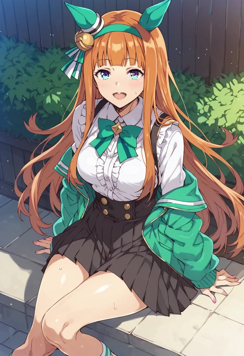 score_9,score_8_up,score_7_up,score_6_up,score_5_up,1girl, silence_suzuka_\(umamusume\), blunt bangs, orange hair, mizuryu_kei