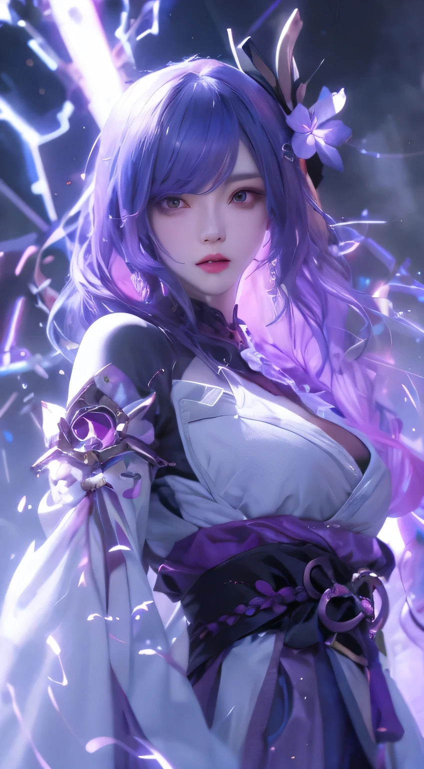 anime girl with purple hair and purple hair in a white dress, Anime art wallpaper 8 K, Extremely detailed Artgerm, style of anime4 K, Anime art wallpaper 4 K, Anime art wallpaper 4k, Best anime 4k konachan wallpaper, Anime wallpaper 4k, Anime wallpaper 4 k, Ayaka Genshin impact, Portrait Chevaliers du Zodiaque Fille