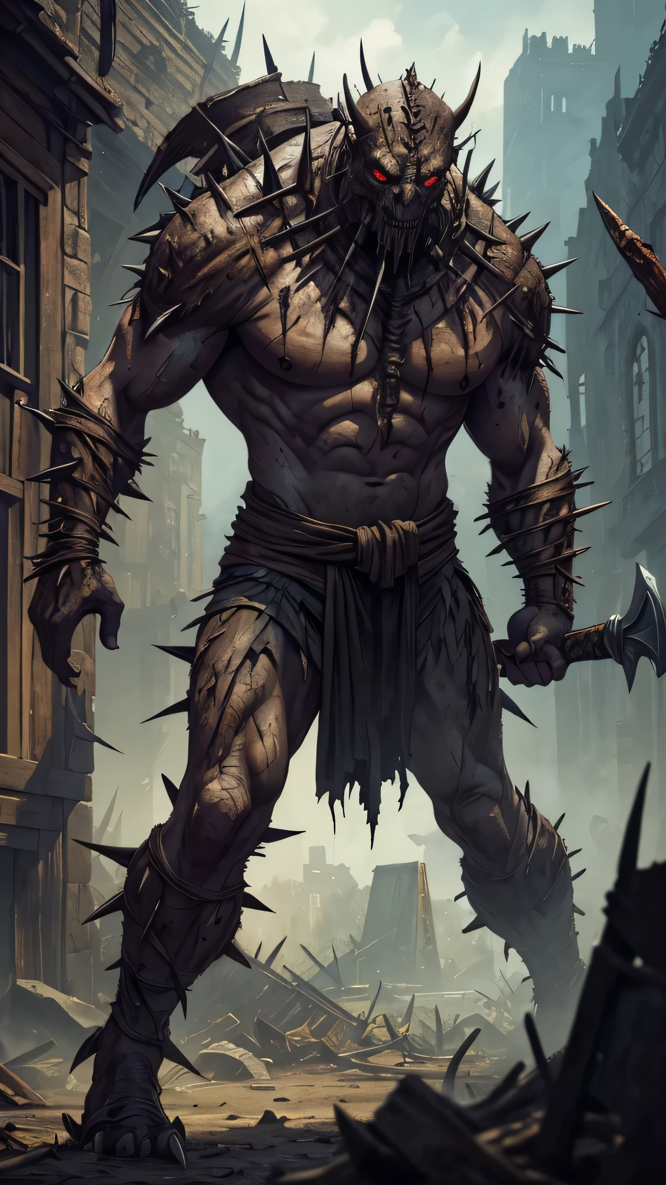 (High detailed, high resolution, masterpiece), (in an old medieval devasted and ruined church, a male zombie runs in the direction of the viewer, reaching out to grab the viewer), (his hands opened try to grab the viewer), (((black skin, colored man)))