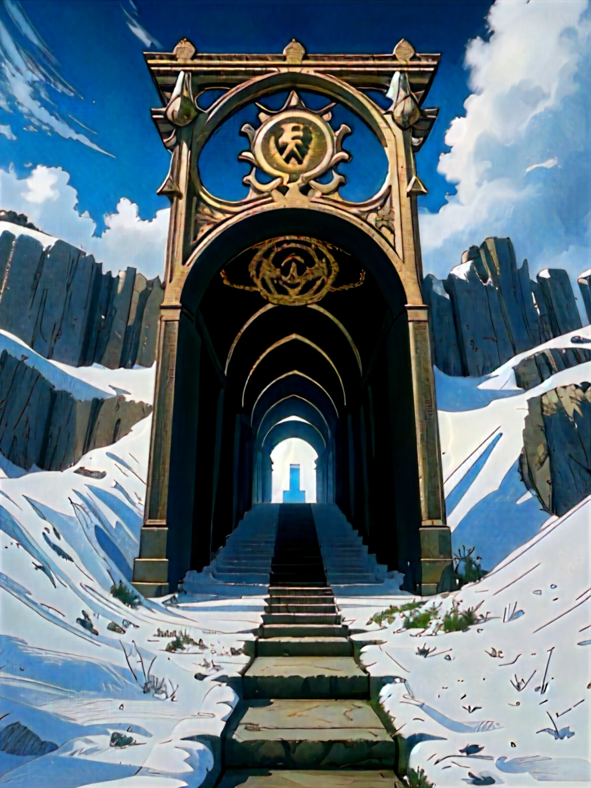 high resolution, best quality, masterpiece, very high image, quality, ultra-detailed, hyperrealistic, 3d, anime illustrations, Northern Renaissance style, The entrance to hell or The entrance to heaven, Precise, precise, detailed depiction
