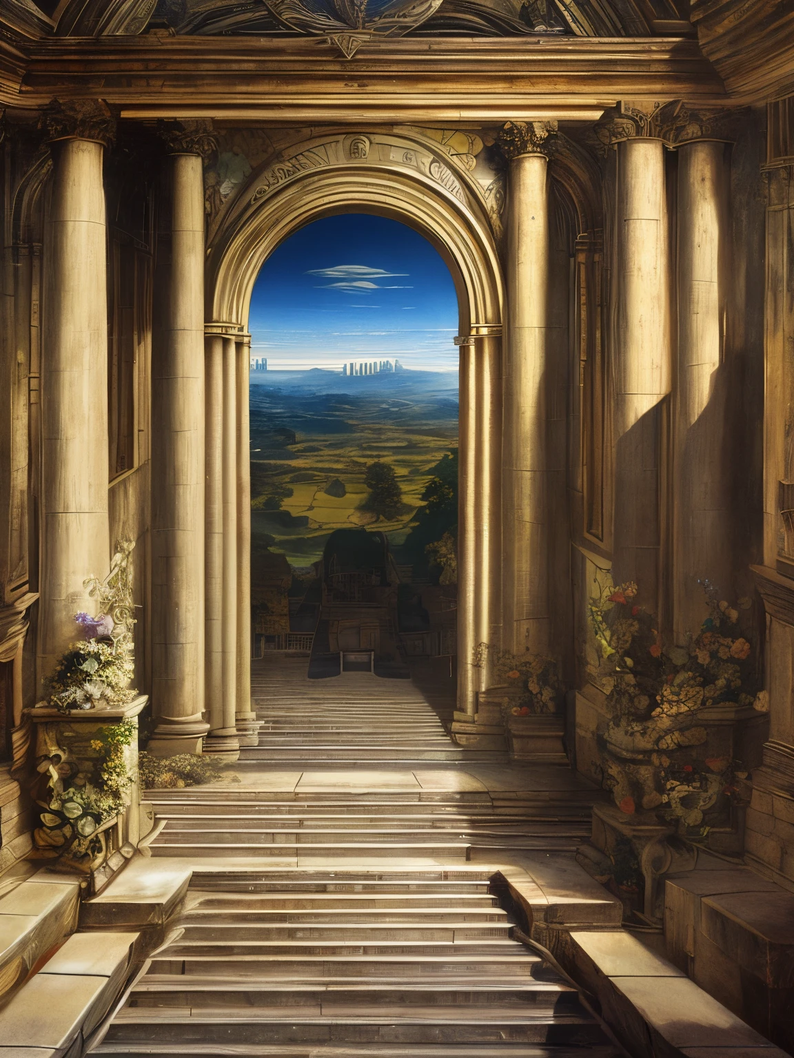 high resolution, best quality, masterpiece, very high image, quality, ultra-detailed, hyperrealistic, 3d, anime illustrations, Northern Renaissance style, The entrance to hell or The entrance to heaven, Precise, precise, detailed depiction