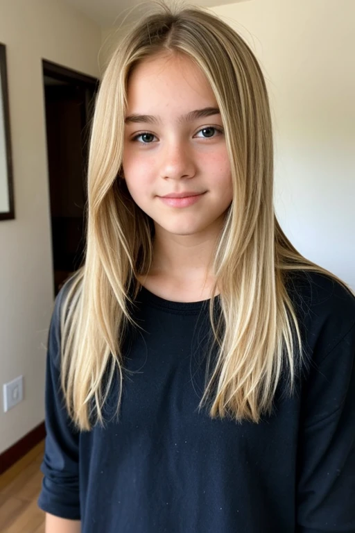 a girl with straight blonde hair