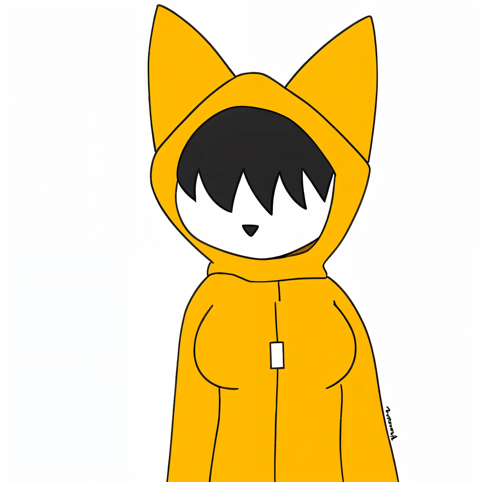 Solo,perfect eyes, perfect hands, high quality: 1.0, (detailed), furry, furry body, Raincoat, cat, black hair, female, breasts, hair over eyes