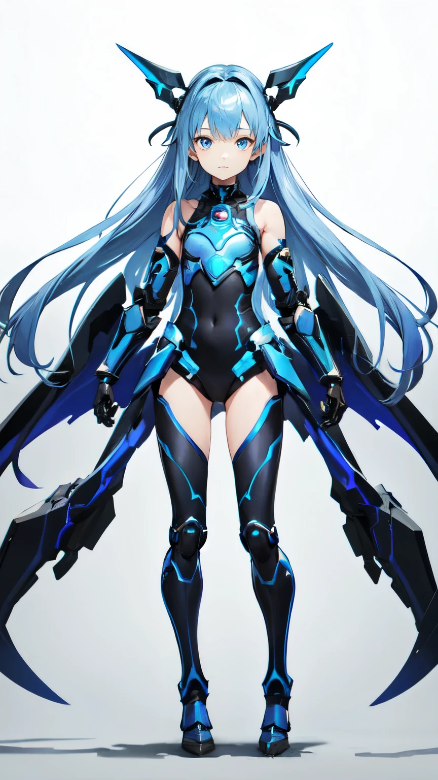 (highest quality)Remove all background,1 girl,blue gradient hair,tights,The legs and arms have a small amount of armor,blue eyes,girl,Sci-fi sense,Sci-fi hair accessories,Upper body