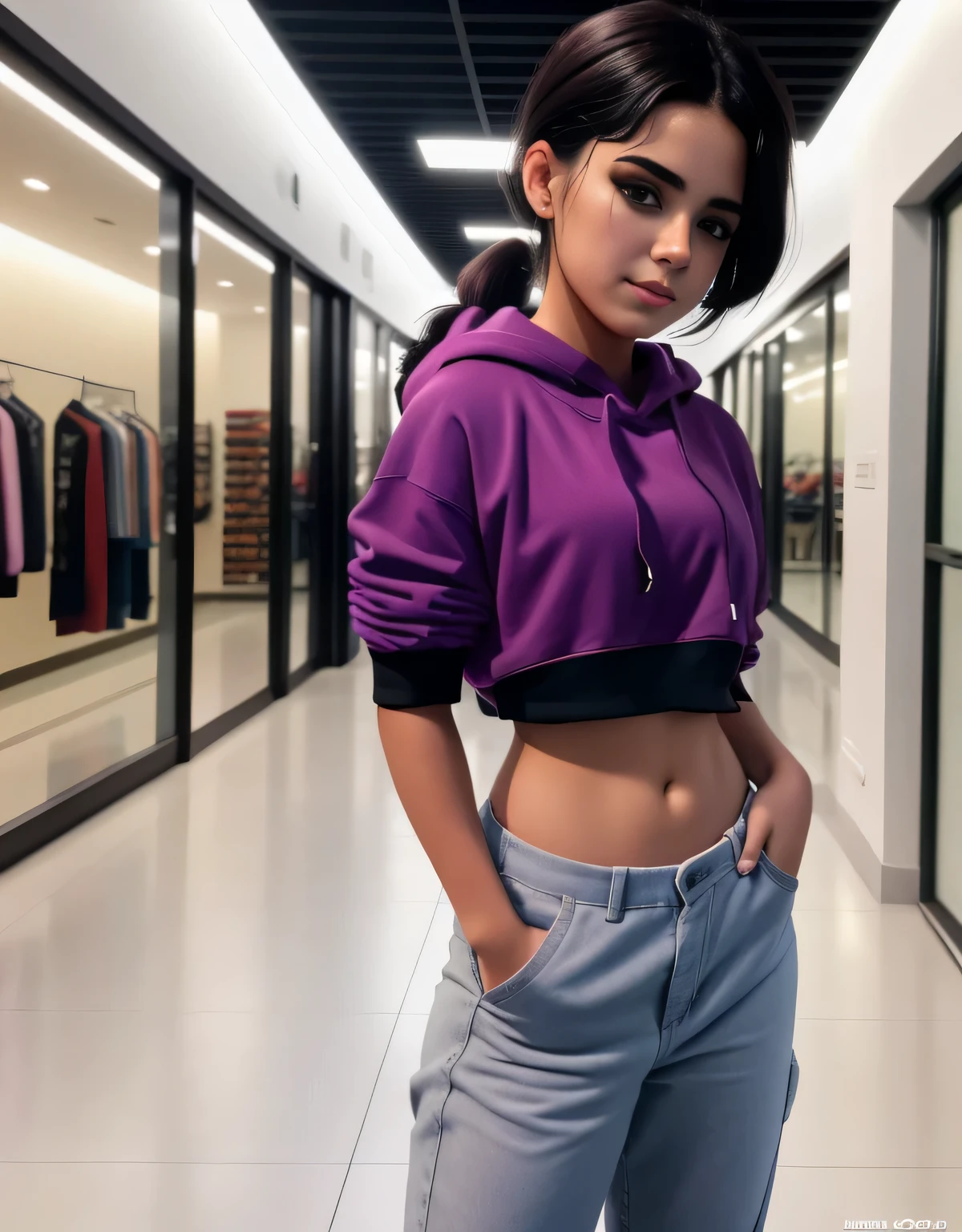 A modern Indian heroine walking through a (bustling modern Indian city), bright, vibrant, and full of life. [Illustration], [photorealistic], [vivid colors], [bokeh], [HDR]. The city streets are filled with a mix of (contemporary architecture):1.2, showcasing the fusion of new in India. (The heroine is dressed in a  hoodie )1.3 with intricate details. She has expressive eyes, adorned with modern Indian eye makeup, and her lips are beautifully defined. Her face portrays confidence and grace, capturing the essence of a strong Indian woman. The surrounding (cityscape):1.2 is bathed in warm, golden streetlight, casting stunning shadows and creating a visually captivating atmosphere. The artwork showcases the diversity and (modernity of India). everyonesTT