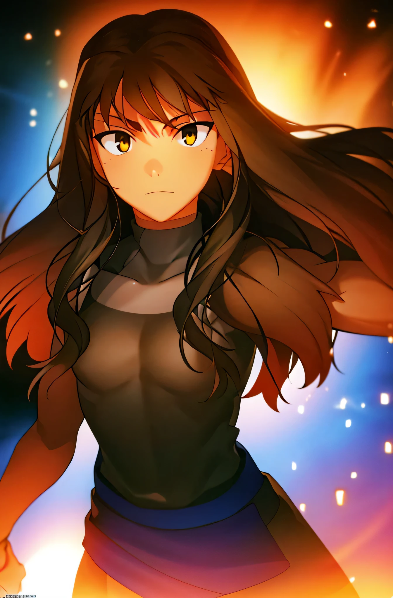 8k, masterpiece, highest quality, best quality, official art, beautiful and aesthetic, extremely detailed, (fractal art: 1.3), colorful, highest detailed, perfect face, athletic upper body, HDR, sexy, wide hips, athletic figure, Detailed face, Detailed eyes, brown eyes, perfect face, perfect eyes, ( 1mal, 1knight, slim waist, handaome face, pretty face, long brown hair, sharp jawline, tannned skin, sharp jawline, browm eyes, light armor, hero suit, black lipstick, black eyeshadow, brown hair, wolf cut