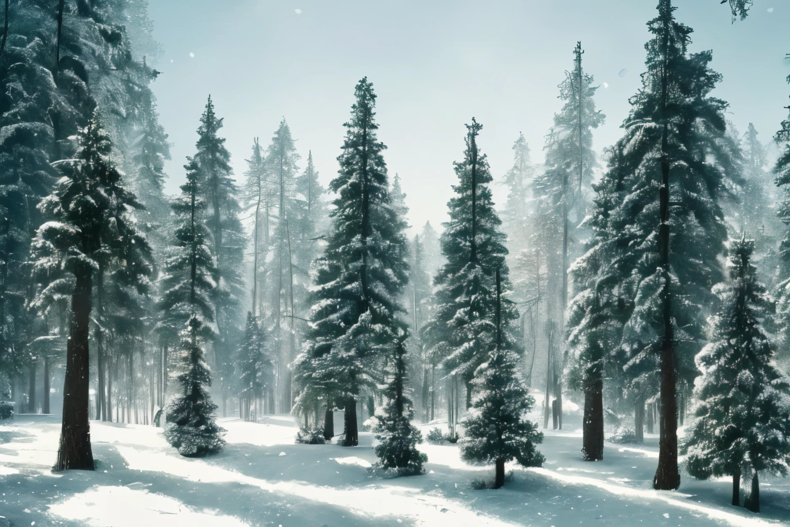 pine trees with snow