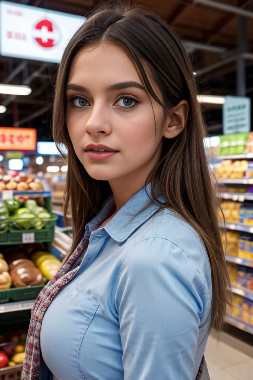 (supermarket:1), afternoon, doctor dressing, light brown fringe medium length hair, light blue eyes, 1girl, innocent, (photorealistic), (intricate details:1.2),(masterpiece, :1.3),(best quality:1.4), (ultra highres:1.2), ultra high res, (detailed eyes), (detailed facial features), HDR, 8k resolution, (lens flare:0.7), turn around, busy on examine report, face viwer