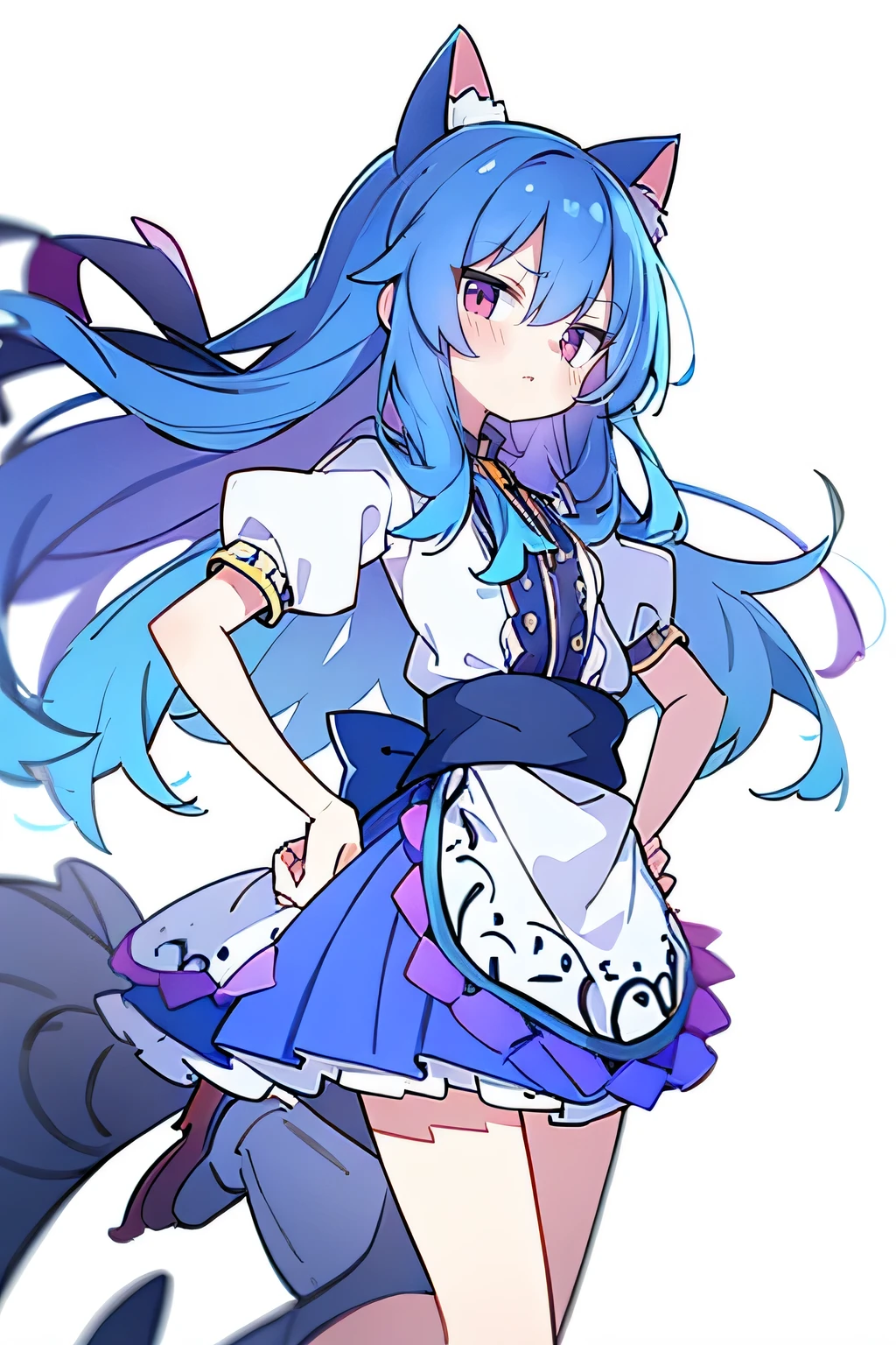 (masterpiece),best quality, expressive eyes, perfect face, 1girl,
Put your hands on your waist,fair, Gorgeous,Japanese cartoons,girl,lola,Hina Angel, blue hair, blue haired, floating clothes,Grab your waist, Grab your waist, hands on hips , hands on hips,sit, sit on ground, Legs on the ground, flat chest,cat ears,