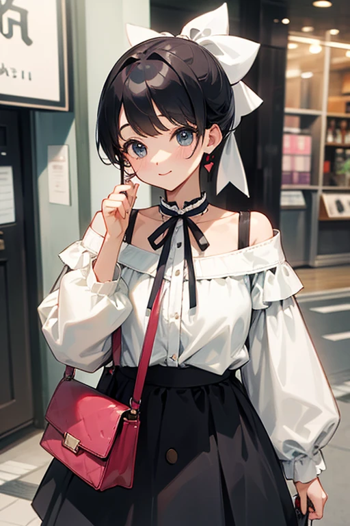 Ribbon shoulder bag、off shoulder、cute、3×3