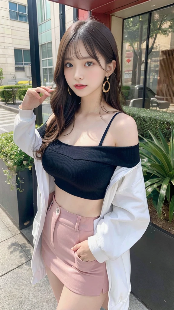 (highest quality,8K quality,masterpiece:1.3),(超A high resolution,Photorealistic:1.4,RAW Photos),Bust up shot,Natural soft light, whole body:1.3, Navel exposed:1.6, Detailed body:1.4, Exposed cleavage, ((Excited:1.3)) ((Wet:1.1)) ((Lying down)), 20 years old:1.4, random pose, city