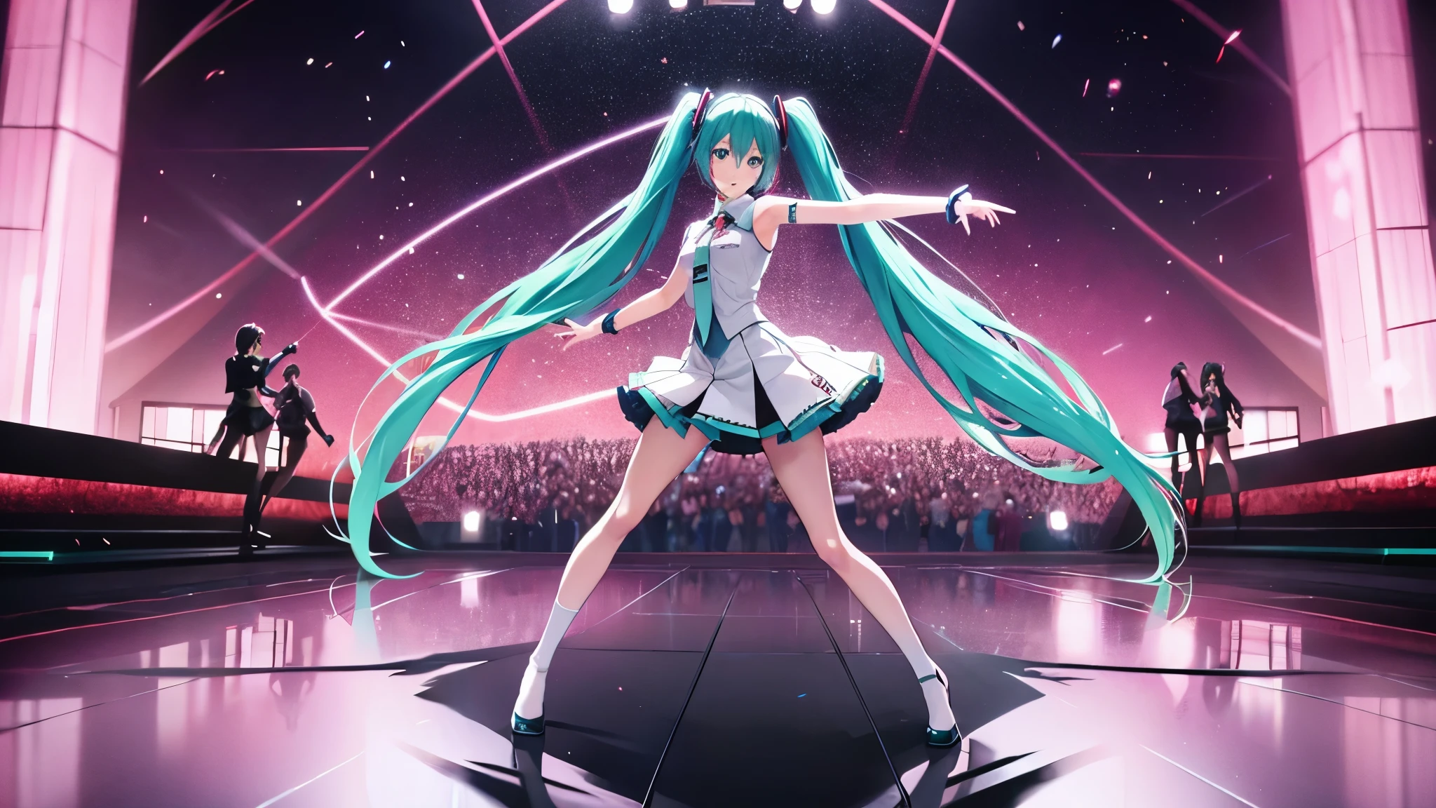 anime characters、Hatsune Miku、Dancing on stage