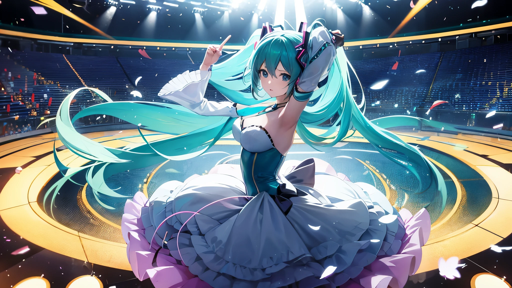 anime characters、Hatsune Miku、Dancing on stage