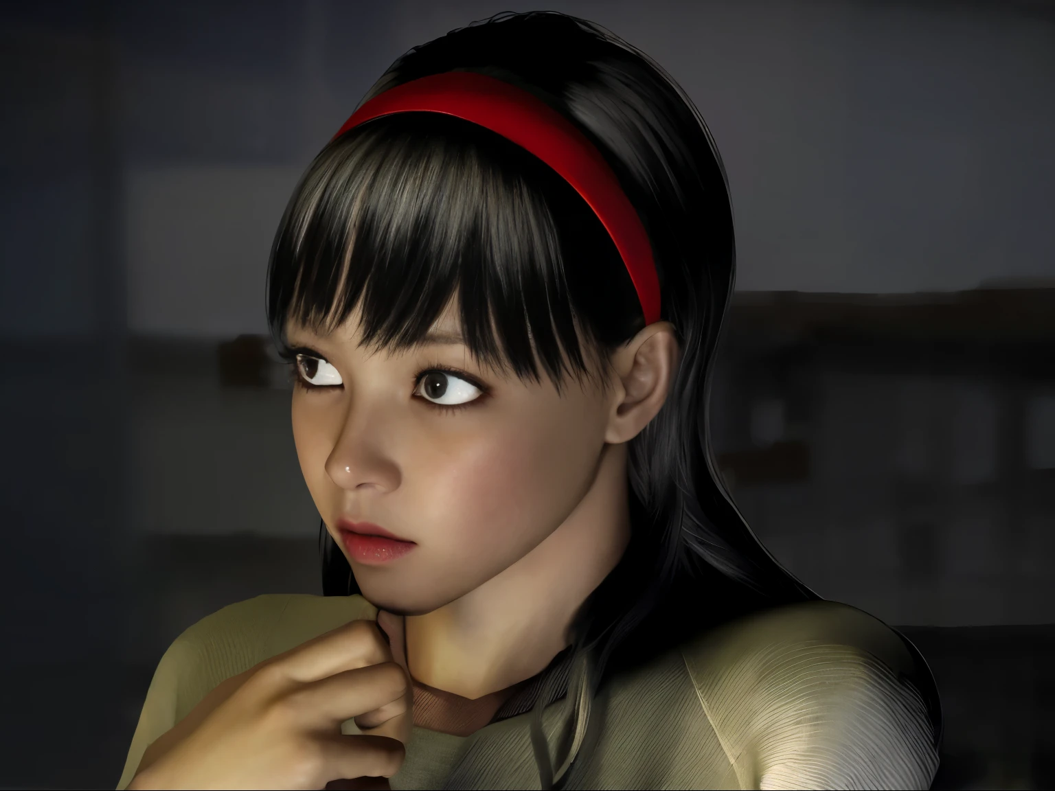 (dark photo、unity、8k wallpaper)、(very delicate and beautiful)、(masterpiece)、(highest quality:1.2)、(超A high resolution:1.3)、(beautiful realistic asian),beautiful lighting、perfect lightning、realistic shadow、fine skin、Super detailed、detailed face and eyes、realistic eyes、sharp pupils、Huge , inside the classroom、School、sunset、beautiful face、blurred background、(japanese woman)、shiny skin、side up、美しいblack hair、dull bangs、Japan High School Sailor Uniform、pleated mini skirt、gentle smile, ((table top, highest quality)), (shiny skin), cinematic lighting, Physically based rendering, award-winning, highly detailed skin, highly detailed face, Beautiful eyes in every detail, Carl Zeiss 85mm F/1.4, (Standing position), (cumin , on the chest and thighs), she'She's a very cute 16 year old , (black hair, straight long hair, open your eyes, blush), big cleavage, (sailor blouse, Pull up the pleated skirt yourself:1.3), watching from a distance, (navy knee socks, thigh focus),art by、