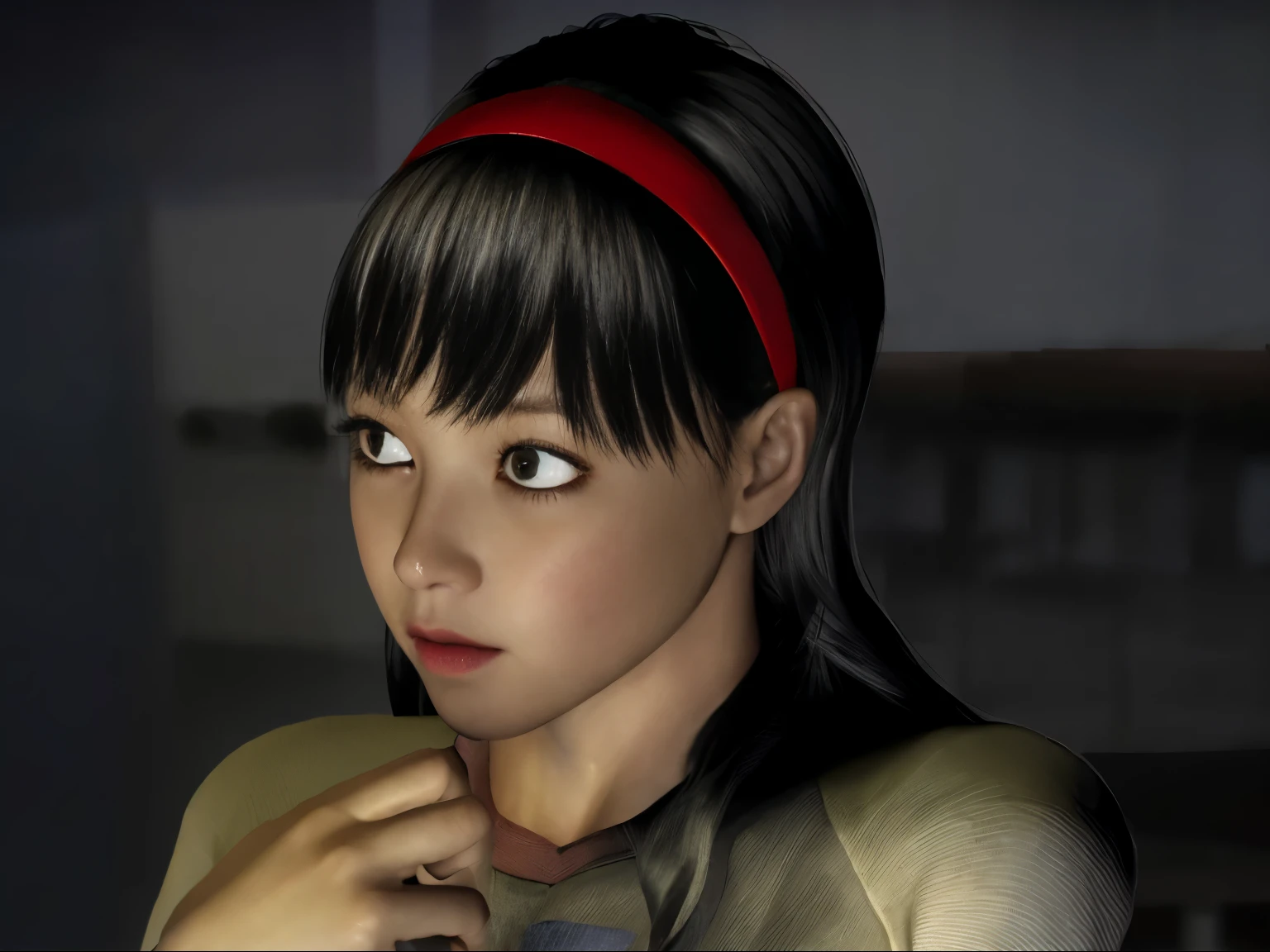 (dark photo、unity、8k wallpaper)、(very delicate and beautiful)、(masterpiece)、(highest quality:1.2)、(超A high resolution:1.3)、(beautiful realistic asian),beautiful lighting、perfect lightning、realistic shadow、fine skin、Super detailed、detailed face and eyes、realistic eyes、sharp pupils、Huge , inside the classroom、School、sunset、beautiful face、blurred background、(japanese woman)、shiny skin、side up、美しいblack hair、dull bangs、Japan High School Sailor Uniform、pleated mini skirt、gentle smile, ((table top, highest quality)), (shiny skin), cinematic lighting, Physically based rendering, award-winning, highly detailed skin, highly detailed face, Beautiful eyes in every detail, Carl Zeiss 85mm F/1.4, (Standing position), (cumin , on the chest and thighs), she'She's a very cute , (black hair, straight long hair, open your eyes, blush), big cleavage, (sailor blouse, Pull up the pleated skirt yourself:1.3), watching from a distance, (navy knee socks, thigh focus),art by、